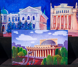 Театр-танк и мистика от ИИ: Новосибирск в открытках из галереи НГУАДИ