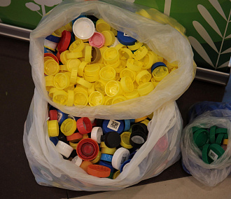 2150 кг пластиковых крышечек сдали новосибирцы в Центральном парке