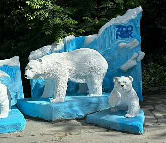 Фотозону со скульптурами белых медведей установили в зоопарке