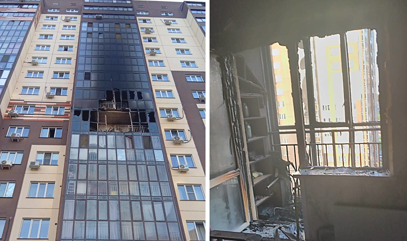 Пожар уничтожил несколько лоджий в 16-этажке на улице Заречной
