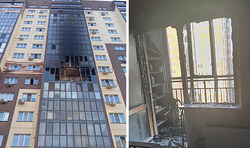 Пожар уничтожил несколько лоджий в 16-этажке на улице Заречной