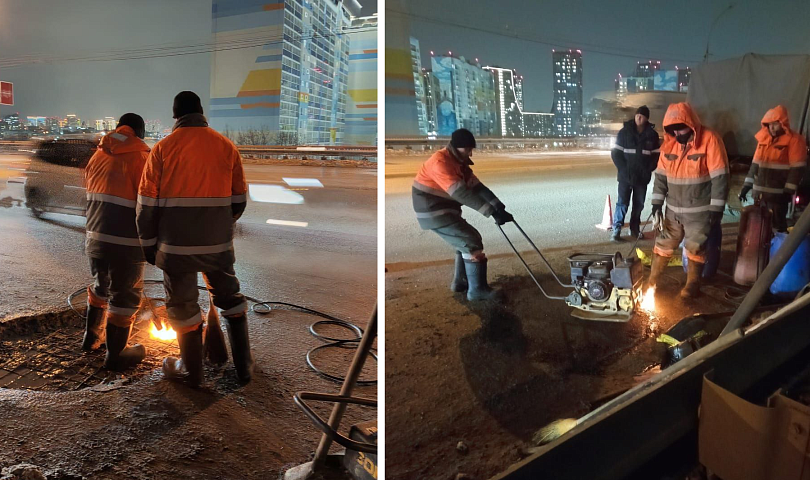 Пробивавшую колёса яму залили асфальтом на Димитровском мосту