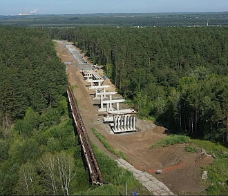 С квадрокоптера показали, как строят 160-метровую эстакаду в Кольцово