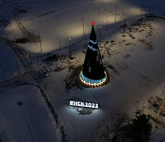 Ёлку с цифровыми снежинками зажгли у нового ЛДС в Новосибирске