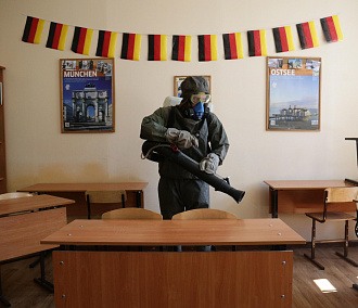 Перекисью и хлором дезинфицируют школы Новосибирска перед ЕГЭ